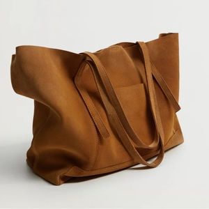 Mango leather shopper tote. Brand new with tags.